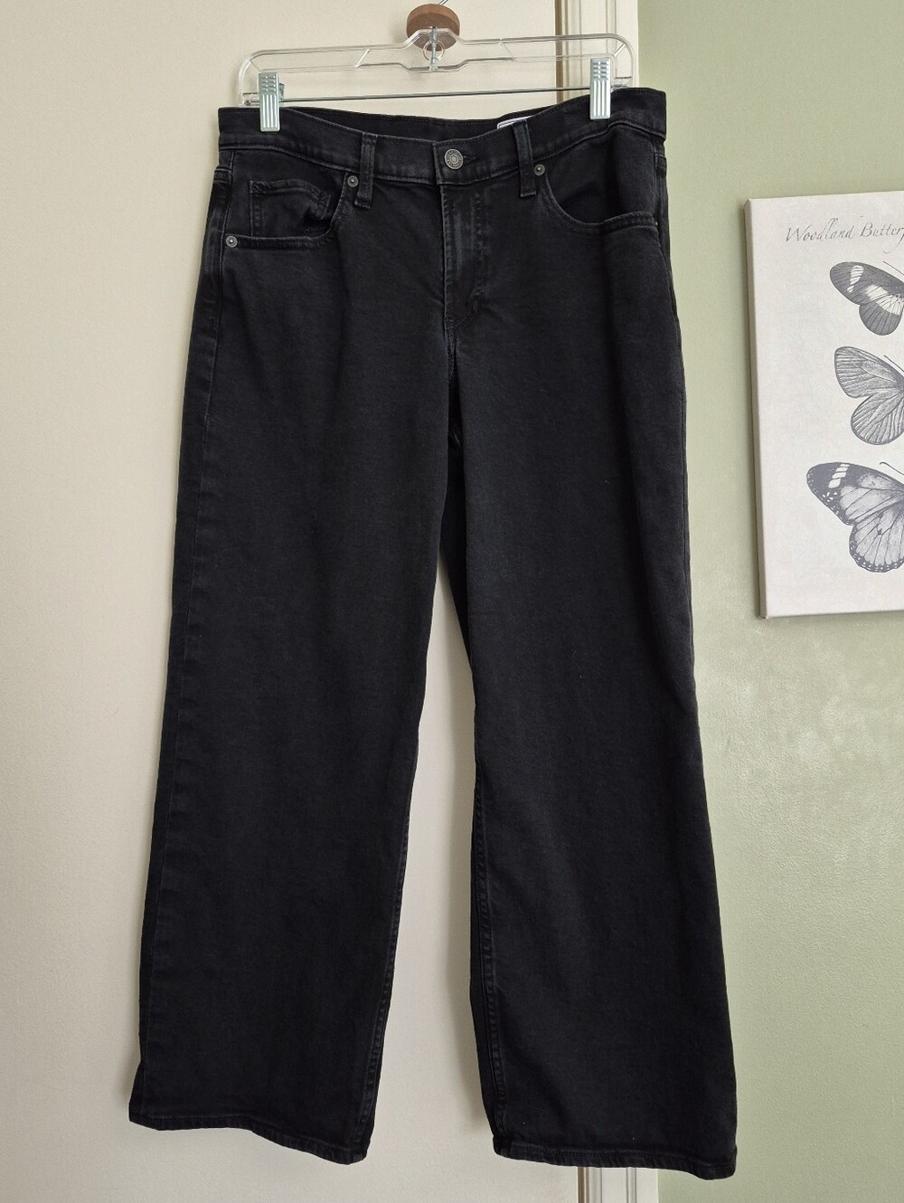 GAP '90s Loose Low Rise Black Jeans, Like New, 28/6P